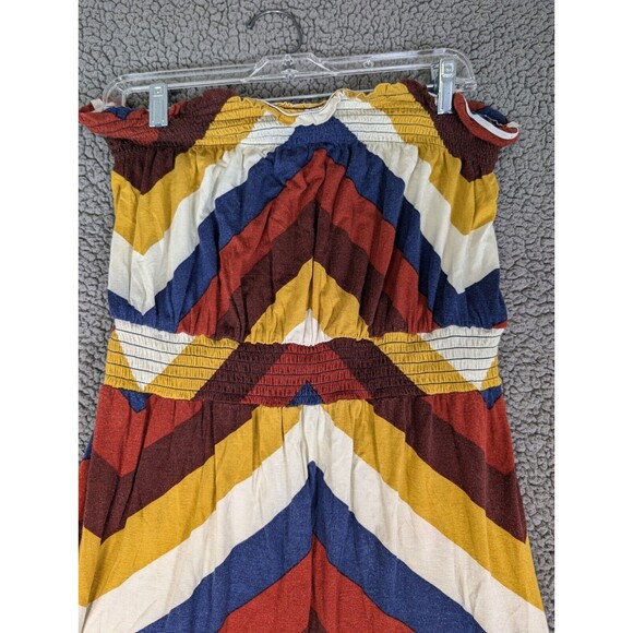 Bisou Bisou Maxi Dress Strapless Smock Chevron Color Block Size 14 Sundress - Picture 4 of 7